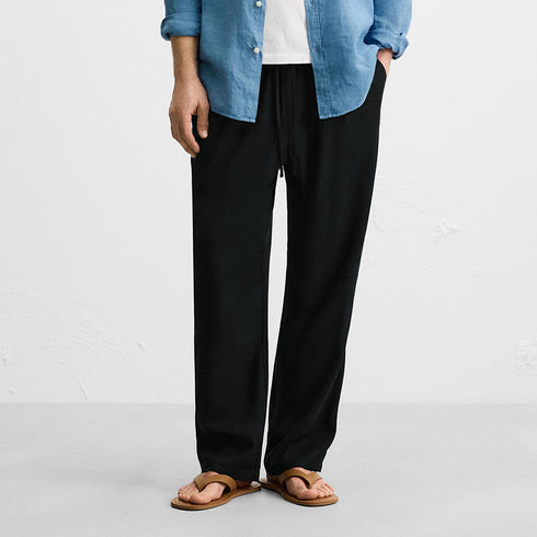 ZR Black Cotton Pique Trouser